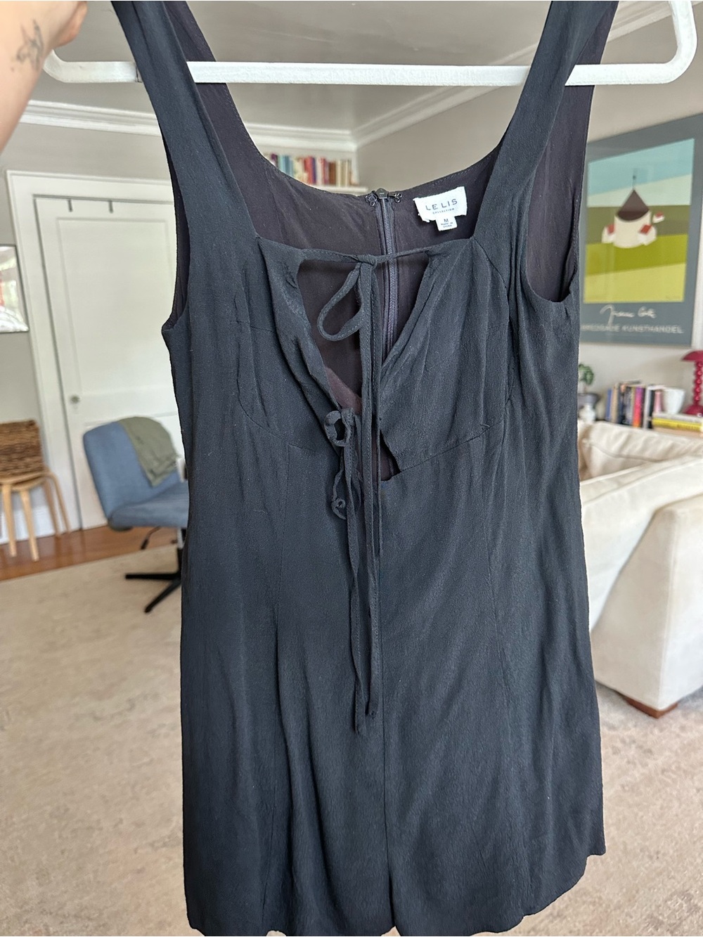 Le Lis Black Sleeveless Tie-Front romper
